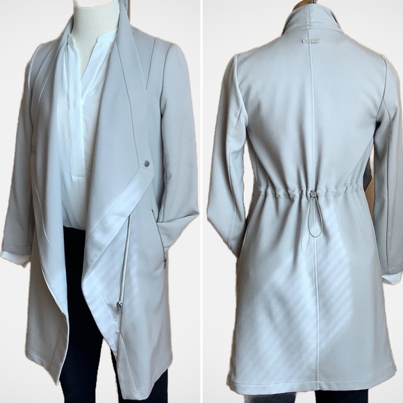 SOIA & KYO Light Gray Asymmetric Cinch Waist Blazer/Jacket - Picture 1 of 16